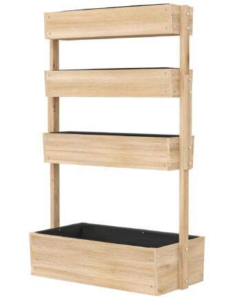 Udendørs Højbed Af Træ   -niveau Plantebed Med Drænhuller  Kold Ramme  Havebed  88     45   140 Cm  Naturtræ