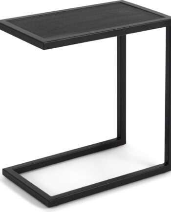 Udendørs Sidebord Spinder Design Divani Sort Stål   Børstet Egetop ø58ã H54 Cm