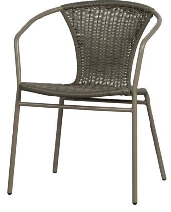 Udendørs Spisebordsstol Med Armlæn Woood Weston   Grøn Syntetisk Rattan Og Metal H75   B56   D54 Cm
