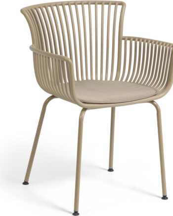 Udendørs Spisebordsstol Og Havestol Kave Home Surpika Beige   Polypropylen Og Metalramme Med Hynde