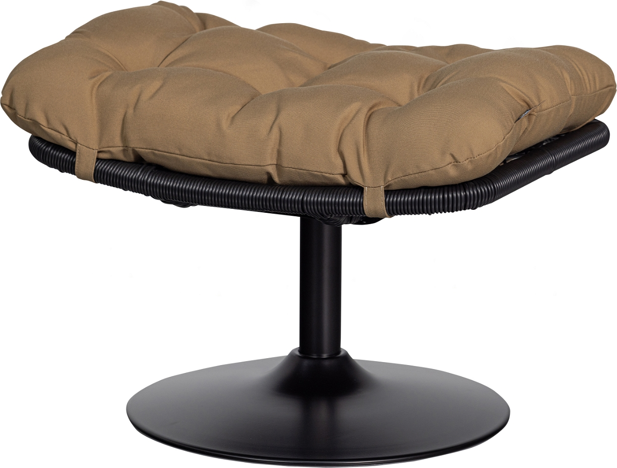 Udendørs Taburet Woood Vive Vejrbestandig Sort Rattan Med Lysebrun Polyesterpude H37ã B63ã D46 Cm