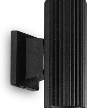Udendørs Væglampe Ideal Lux Base Sort Aluminium Ip44 Med Dobbelt Hærdet Glas H18xb6 5xl11   Cm