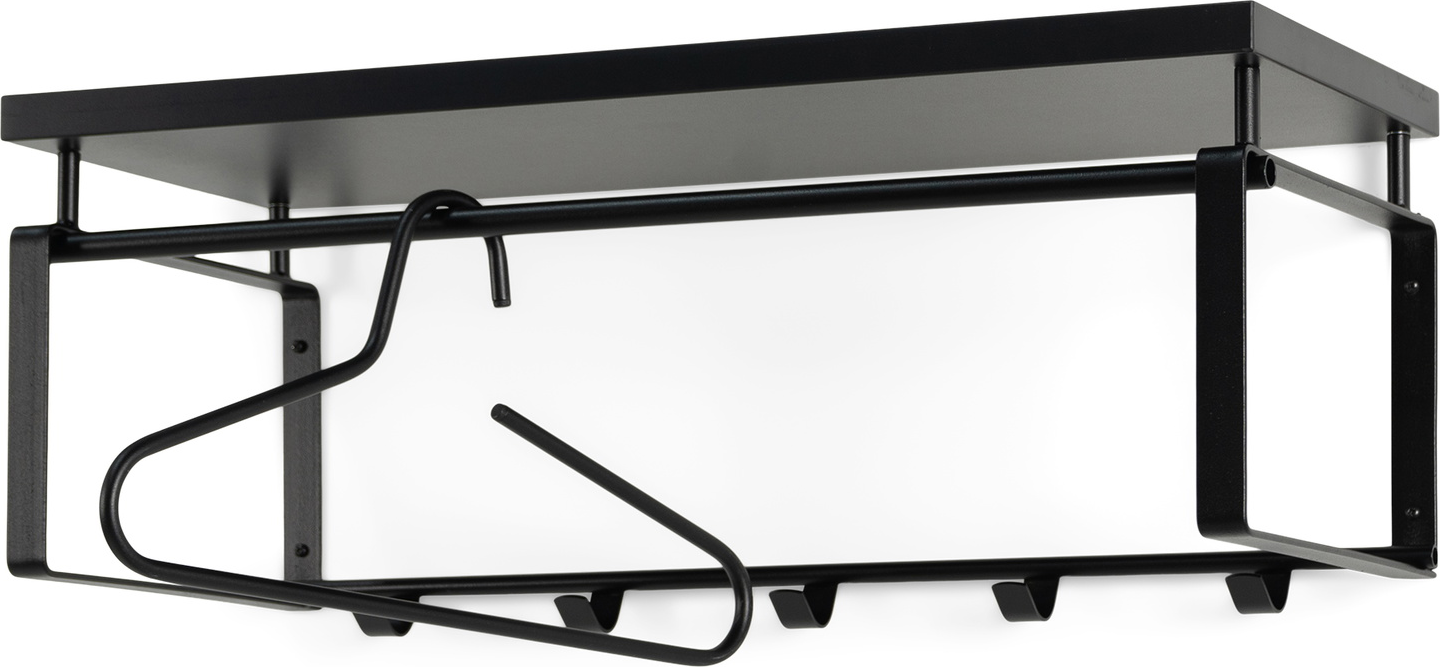 Væghængt Knagerække Og Hattehylde Spinder Design Rex Sort Stål Melamin H28ã B70ã D29 Cm