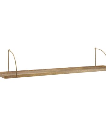 Væghylde   Massivt Mangotræ Med Metalben   Industriel Stil  100x25x22 Cm