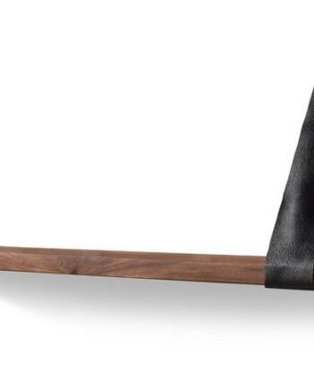 Væghylde Obuzi Hayfay   Massivt Rosentræ Med Sorte Pu-stropper 100ã 20 Cm   Nordisk Design