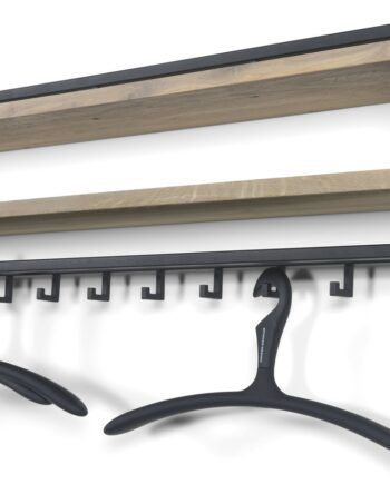 Vægknagerække Spinder Design School Med Hylde Sort Stål   Eg 29 5ã 118ã 19 Cm