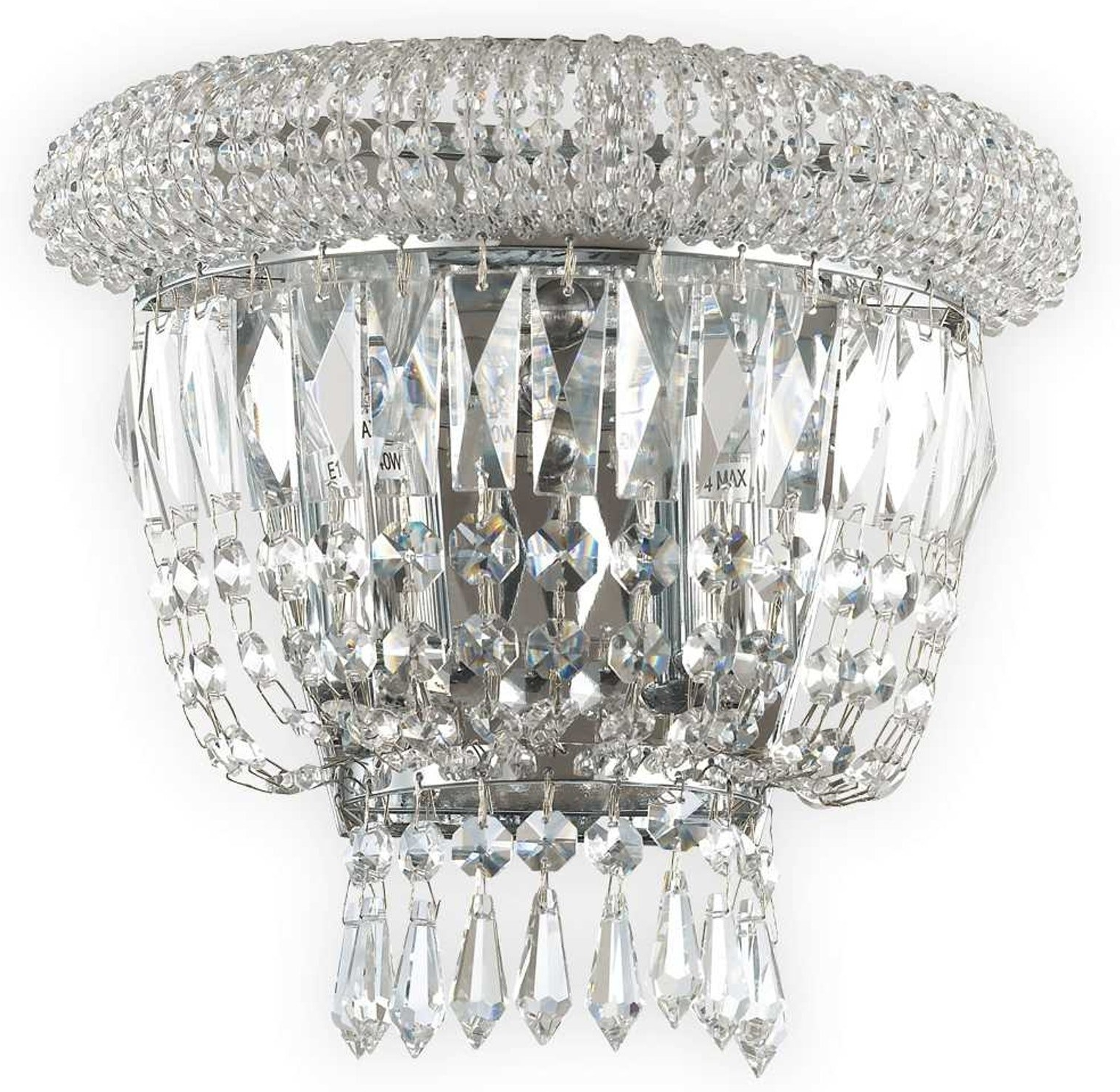 Væglampe Ideal Lux Dubai   Krom Med Glasdetaljer 2xe14 Indendørs Ip20