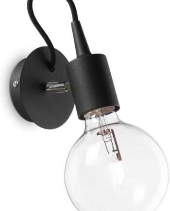 Væglampe Ideal Lux Edison  Sort Metal Og Stof  H27xb12xl25 Cm  E27