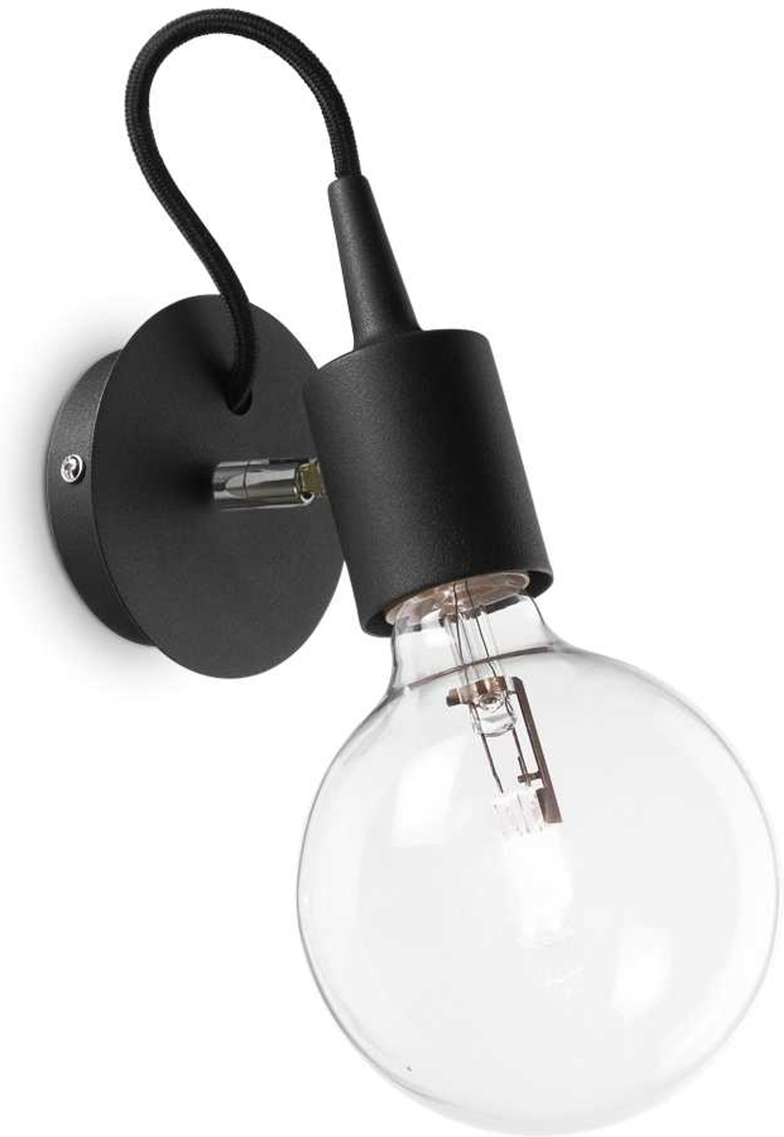 Væglampe Ideal Lux Edison  Sort Metal Og Stof  H27xb12xl25 Cm  E27