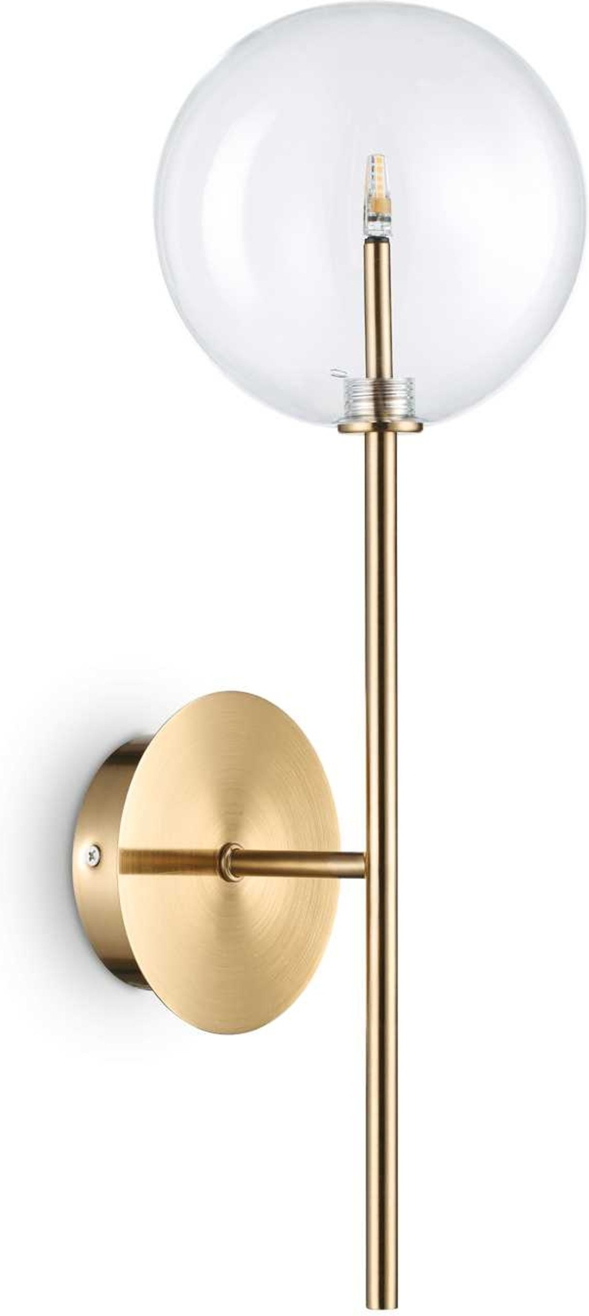 Væglampe Ideal Lux Equinoxe Messing Med Glas H30   B13   L18 Cm