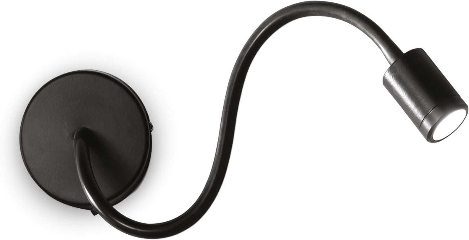 Væglampe Ideal Lux Focus Med Fleksibel Arm ø100 Mm B280 550 Mm Sort Integreret Led 3w 210 Lm 3000