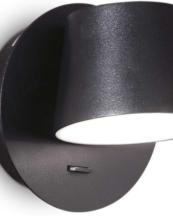 Væglampe Ideal Lux Gim Sort Med Roterende Akryldiffuser  Led 6w 530 Lm 3000k