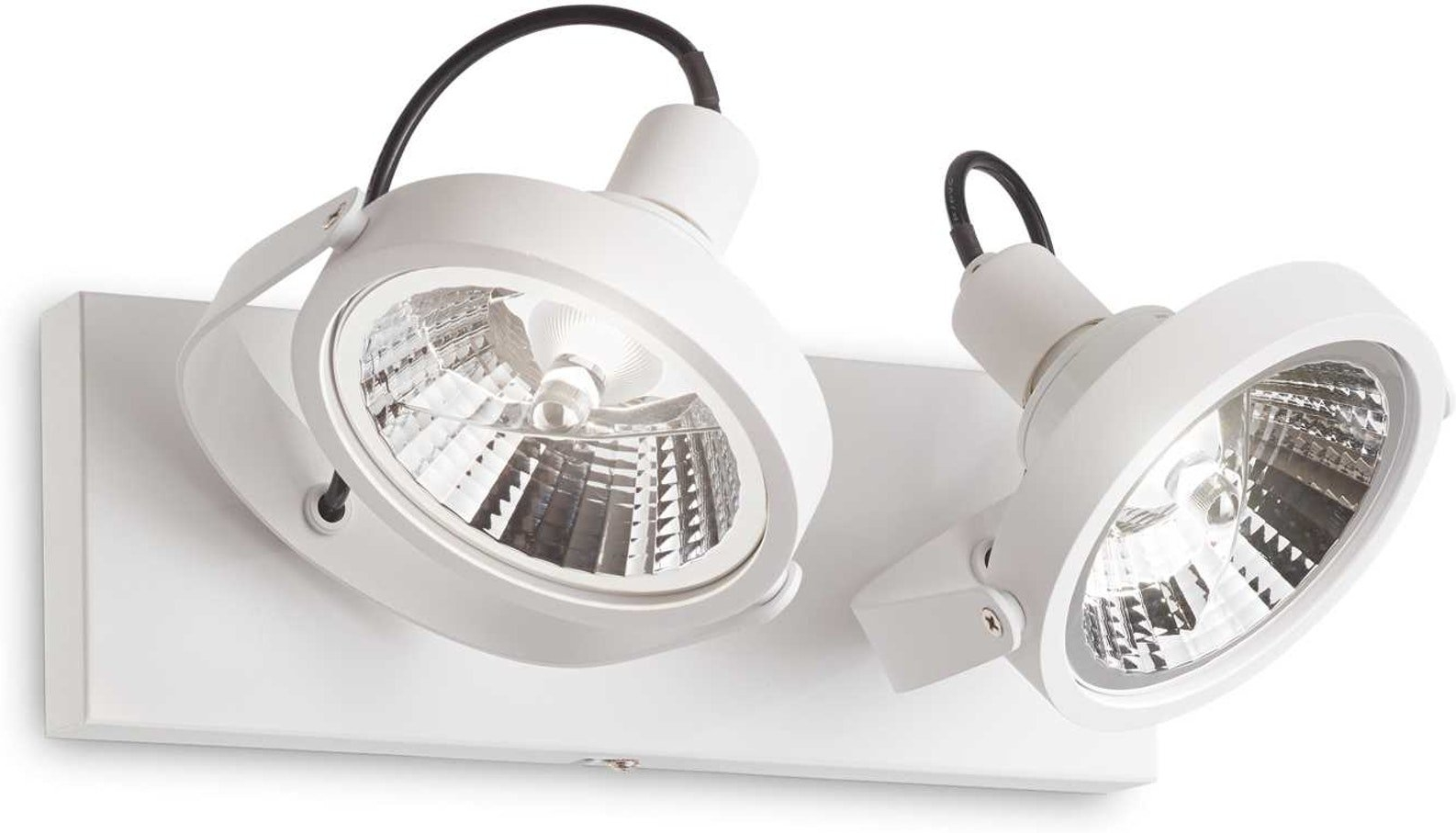 Væglampe Ideal Lux Glim Metal Hvid Med To Justerbare Diffusers D12   H19   L31 Cm Inkl  Gu10 13w 3000k