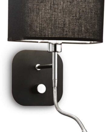 Væglampe Ideal Lux Holiday Sort Metal Og Stof Inkl  Led E14 55 Lm 3000