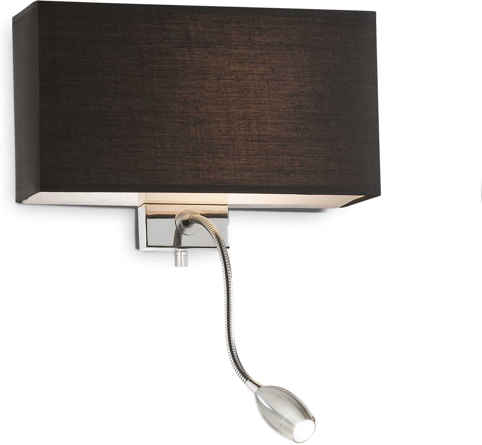 Væglampe Ideal Lux Hotel Sort Krom Med Integreret Led 3000k 55 Lm   Metal Og Stof Ip20 H22 5xb11xl32 Cm