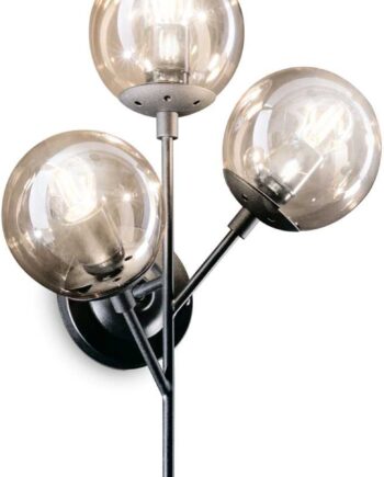 Væglampe Ideal Lux Kepler Matsort Metal Amberglas H47 B23 L38 Cm E27