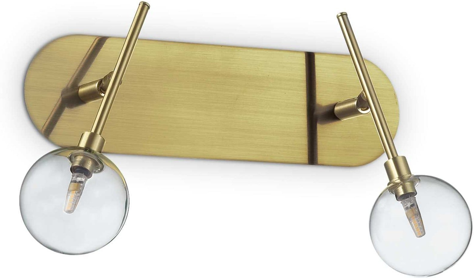 Væglampe Ideal Lux Maracas   Metal Glas Messing  Justerbar Med Glasdiffusorer ø70 Mm  L38 H27 Cm