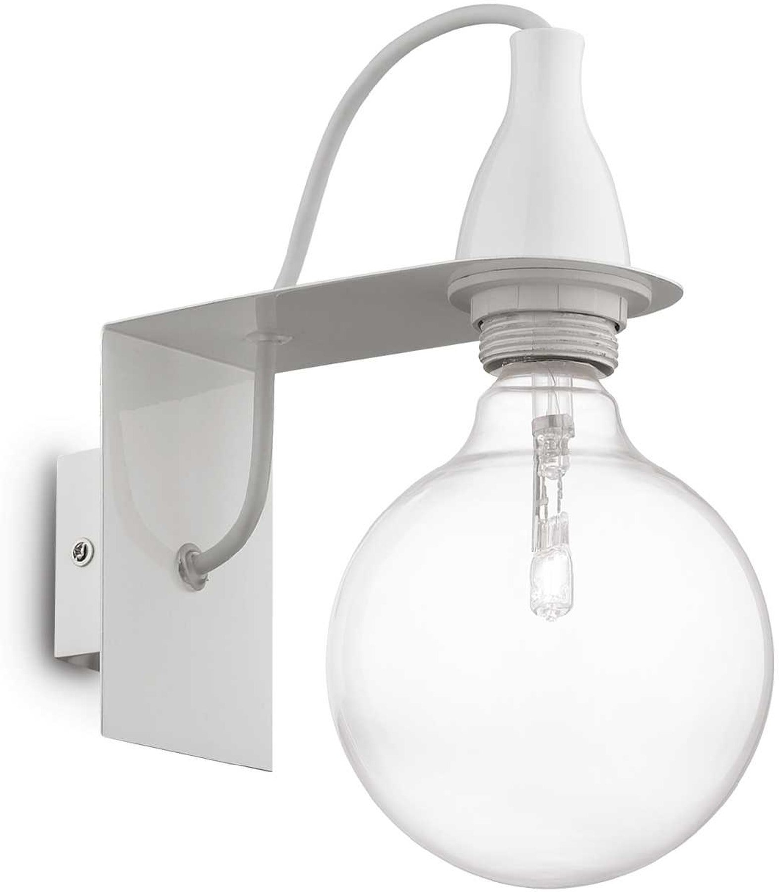 Væglampe Ideal Lux Minimal Hvid   Metal Ramme  Stofkabel Og Inkluderet E27 Pære 3000