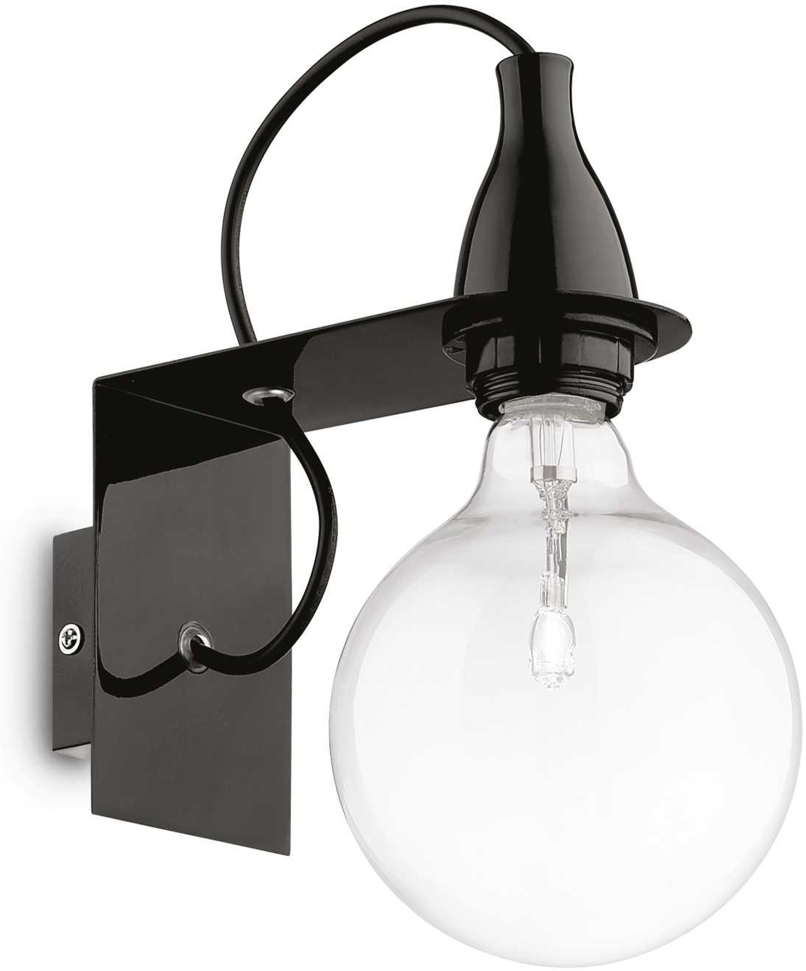 Væglampe Ideal Lux Minimal Sort Metal Stof Glas Med 8w Led-pære Varmt 3000k Lys Indendørs Ip20