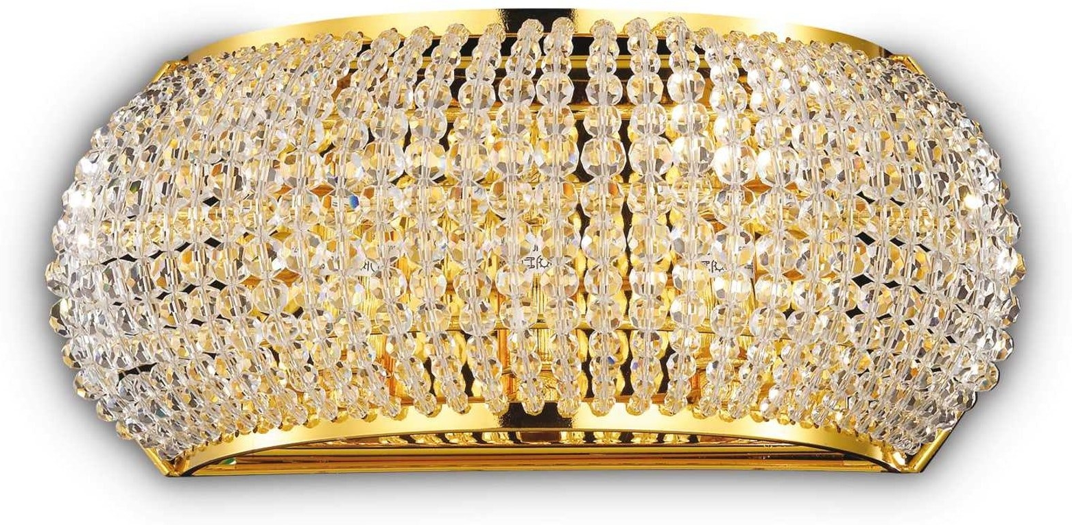 Væglampe Ideal Lux Pasha Guld Med Glas-krystalperler   Metal Og Krom H12ã B11 5ã L25   Cm