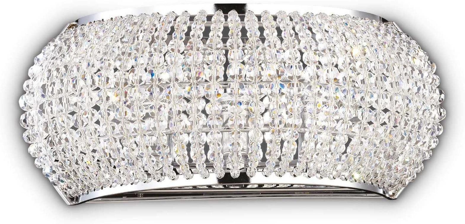 Væglampe Ideal Lux Pasha Indendørs Krom Med Krystalperler H12   B11     L25   Cm