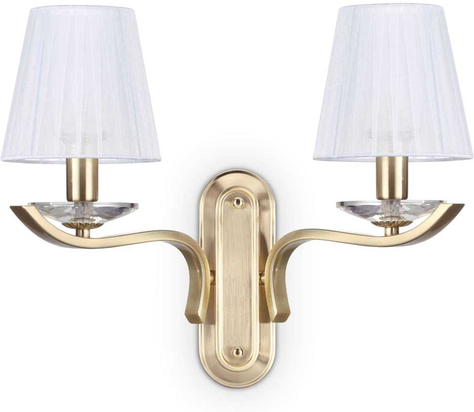 Væglampe Ideal Lux Pegaso Messing Dobbelte Arme Med Glas   Stofskærme ø140 H33 5xb20 5xl43 Cm