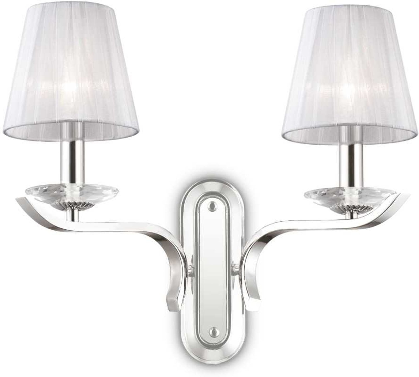 Væglampe Ideal Lux Pegaso   ø19 Cm Metal Glas Med Organza Nuancer  2x E14  Hvid Krom