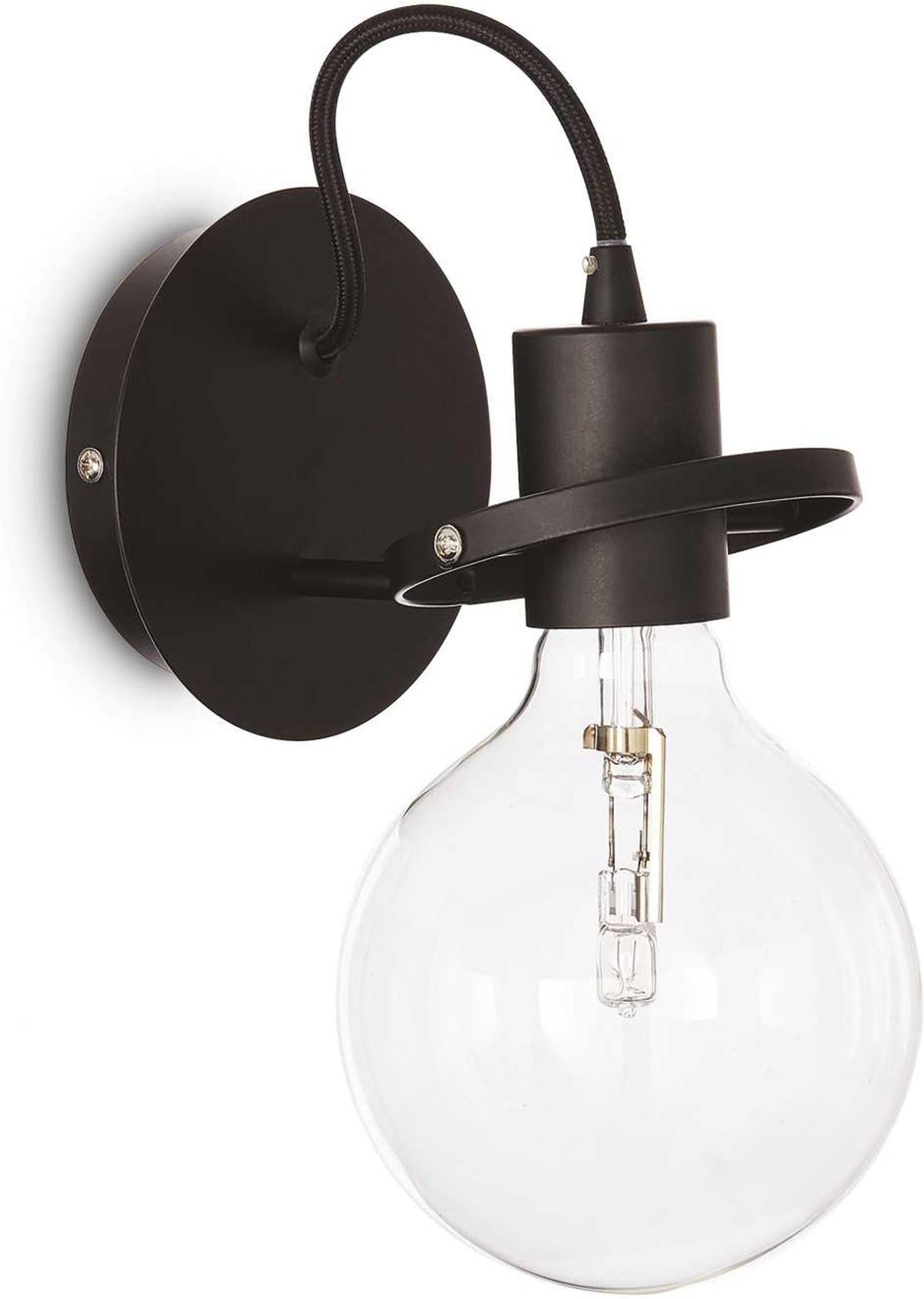 Væglampe Ideal Lux Radio Sort ø24x18 Cm Metal   Stof Inkl  E27 Led-pære