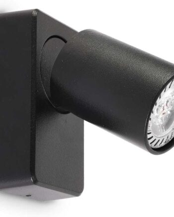 Væglampe Ideal Lux Rudy Sort Metal Med Justerbar Diffusor ø5   H12   Cm Inkl  Gu10 Led-pære