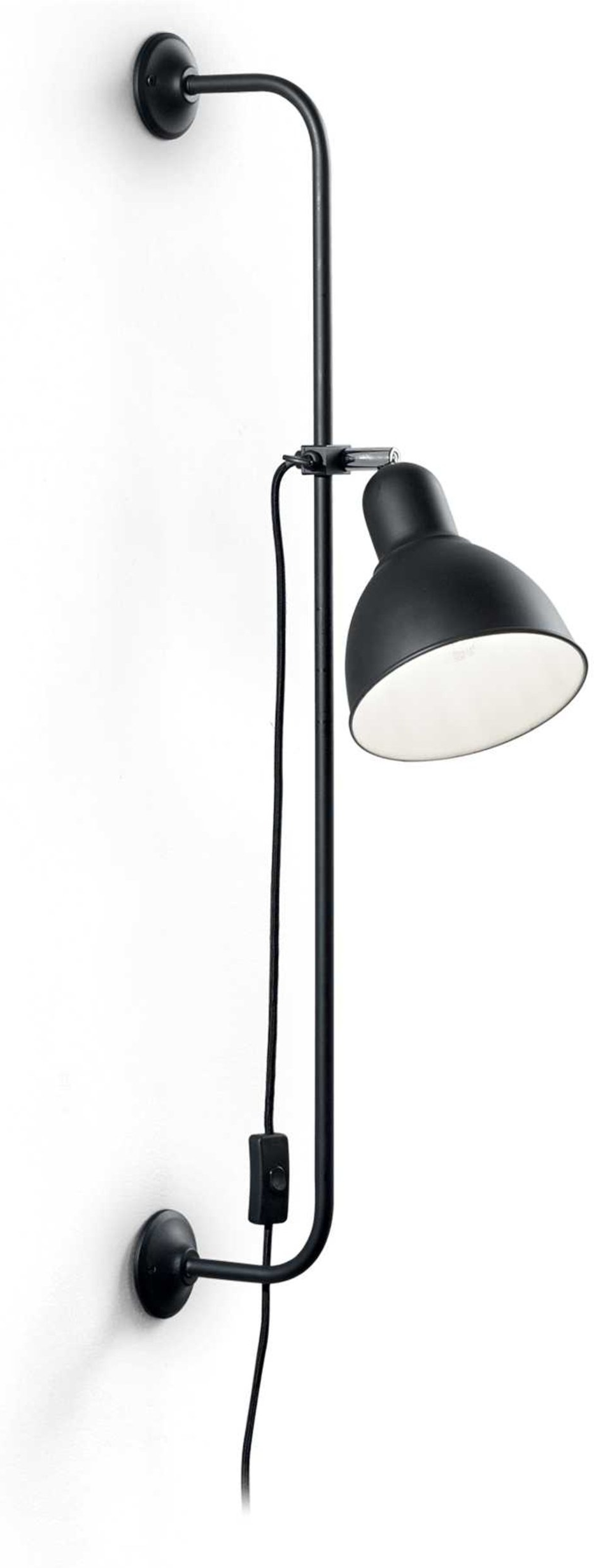 Væglampe Ideal Lux Shower Indendørs Sortlakeret Metal Med Justerbar Diffuser H89xb16xl35 Cm E27