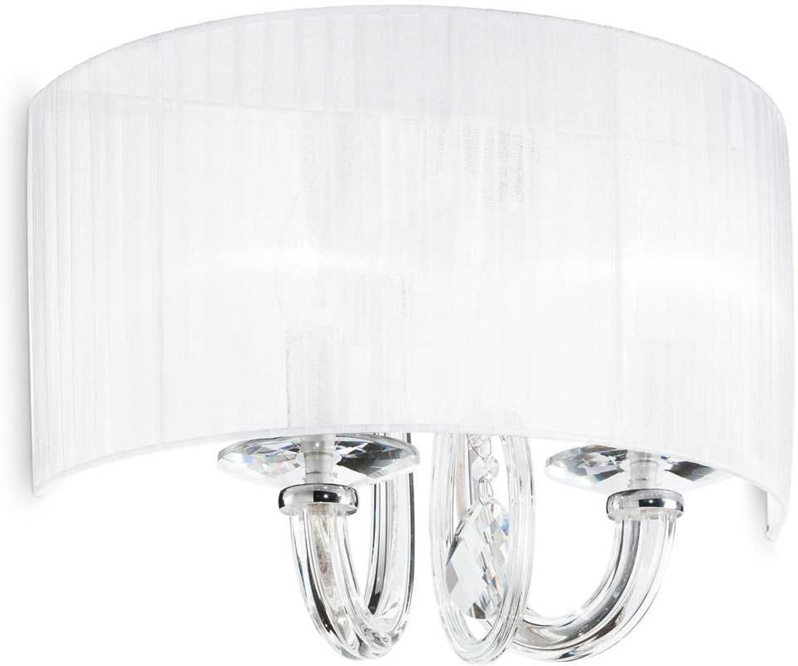 Væglampe Ideal Lux Swan Hvid Krom 44   30   22 Cm Glas Med Krystaldetalje Væglys
