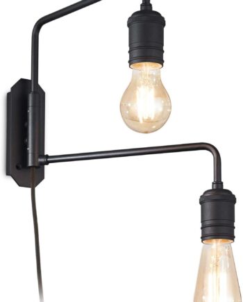 Væglampe Ideal Lux Triumph Sort Metal Dobbeltarmet 2xe27 Indendørs