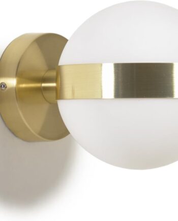 Væglampe Kave Home Anasol   Guld Metal Glas Med Matteret Glaskugle  Til G9 Led-pære  15 5x15 5x20 Cm
