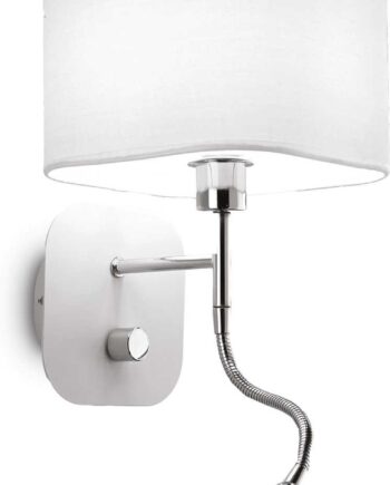 Væglampe   Vægarmatur Ideal Lux Holiday Hvid Metal- Og Stofskærm  Led 55 Lm 3000    H40x18x21 Cm  Ip20