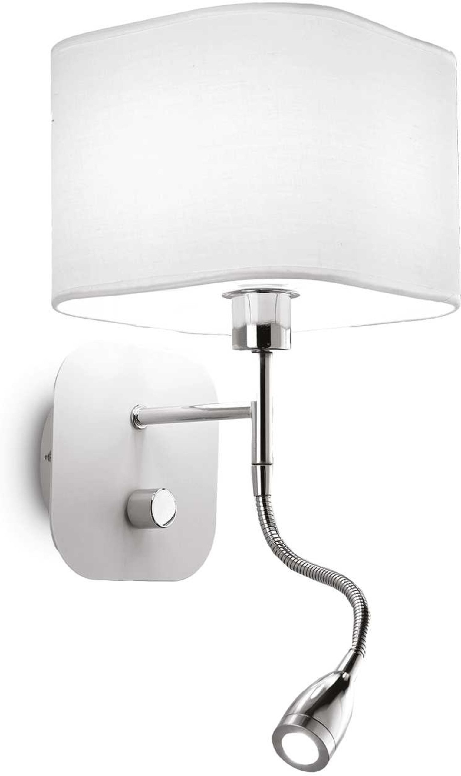 Væglampe   Vægarmatur Ideal Lux Holiday Hvid Metal- Og Stofskærm  Led 55 Lm 3000    H40x18x21 Cm  Ip20