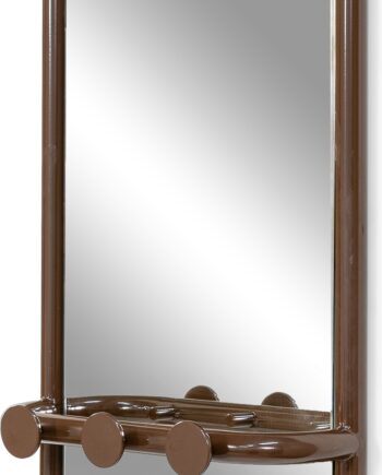 Vægspejl Spinder Design Retro Med   Kroge Chokoladebrun Pulverlakeret Stål 60x35 Cm