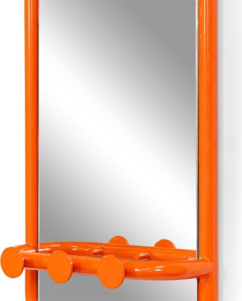 Vægspejl Spinder Design Retro Orange Med   Kroge   Stålramme H60ã B35ã D11 Cm
