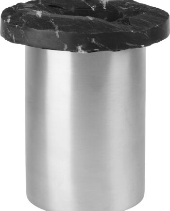 Vase Kristina Dam Rock   Sort Marmor Og Rustfrit Stål H32   B27   L27 Cm