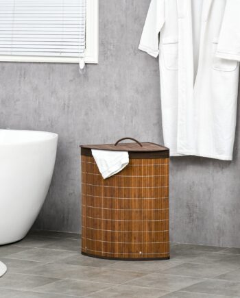 Vasketøjskurv  55l Kapacitet  Aftageligt Låg  38 Cm   38 Cm   57 Cm  Brun