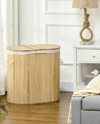 Vasketøjskurv 100l Med Aftagelig Vasketøjsbænk 62   Cm   37 Cm   60   Cm Natur   Hvid