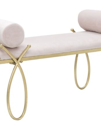 Velour Bænk Med Guldramme   112x49 Cm