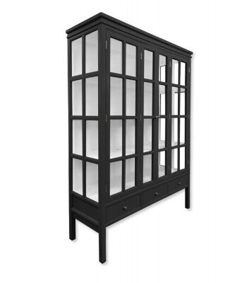 Venø Vitrineskab 175x130x45 Cm Sort Hvid