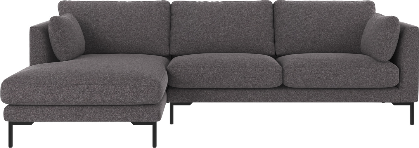 Venstrevendt Chaiselongsofa Rowico Corwin Brenda Mørkegrå Med Pulverlakerede Metalben H83ã B270ã D160 Cm