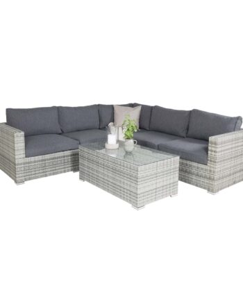 Venture Design Amazon Modul Sofa Havesæt          Grå Hynder Grå Rattan Og Aluminium