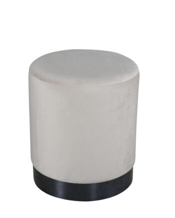 Venture Design Benji Puf  Cylinder Beige Fløjl Og Sort Stål  ø35