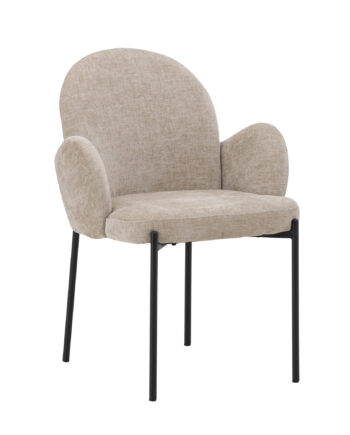 Venture Design Blom Spisebordsstol     Armlæn Beige Stof Og Sort Stål