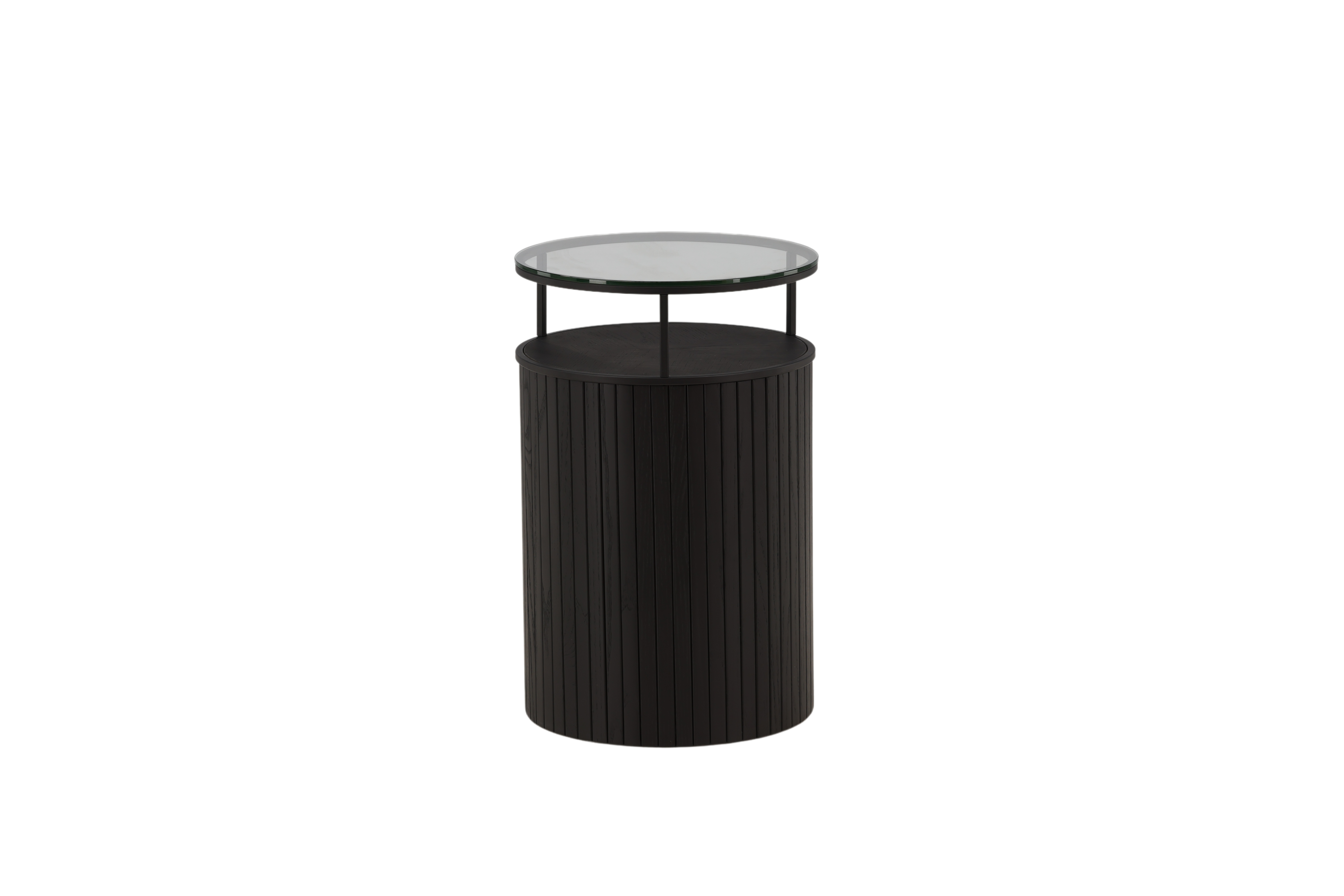 Venture Design Bovall Sidebord  Rund Klar Glas Og Sort Metal Asketræ  ø37