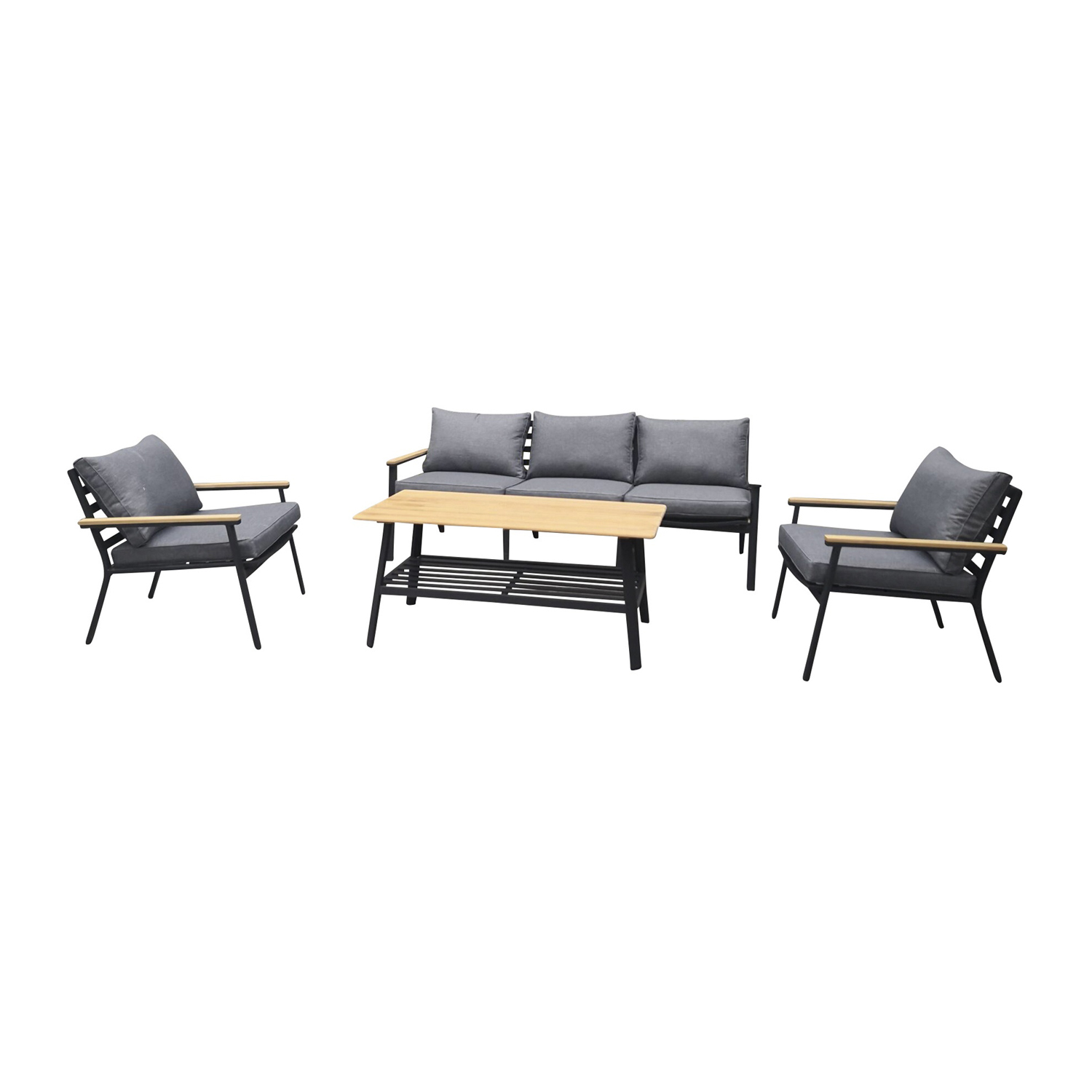 Venture Design Brasilia Havesæt Natur Teaktræ  Sort Aluminium Og Stof