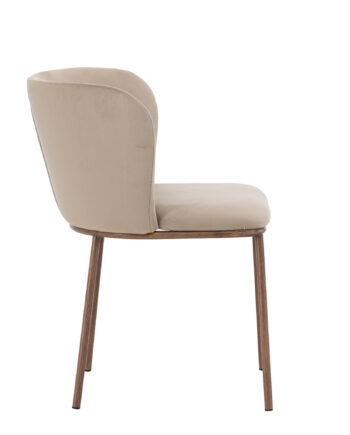 Venture Design Edina Spisestole  -pak Stål Trælook 3d Papir   Beige Velour