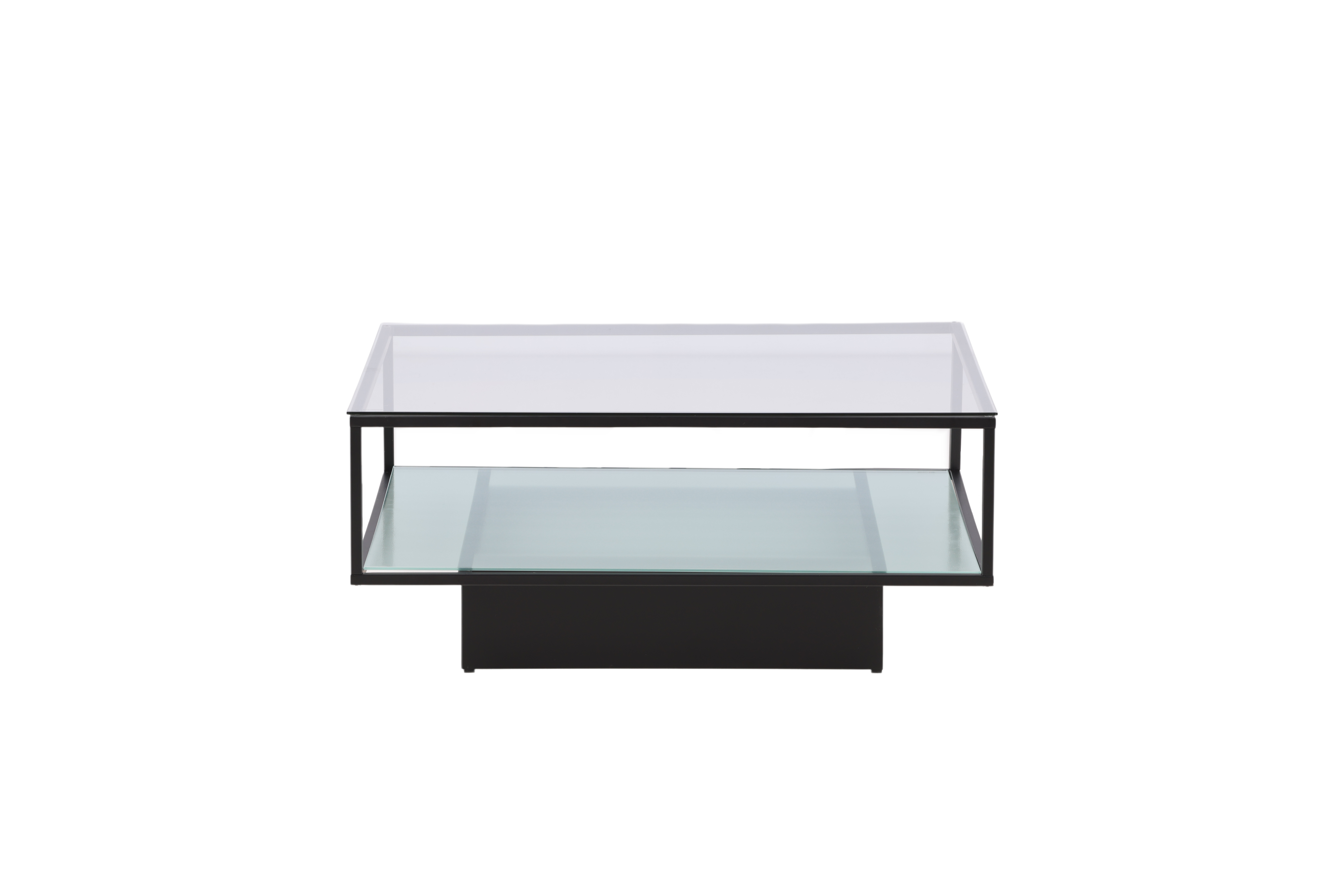 Venture Design Maglehem Sofabord     Hylde Klar Glas Og Sort Stål  90x90